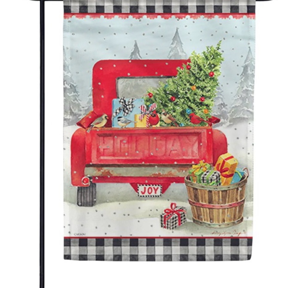 Red Holiday Truck Garden‎ Flag